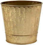 Hosley Metal Planters 7" Dia x 6" H Ideal Farmhouse Decor for Floral Arrangements Weddings, Gift Special Events Parties Outdoor Planters Gold