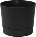 Root & Vessel Majestic Mid-Century Modern Low Profile Cylinder Pot, Matte Black, 12.5"