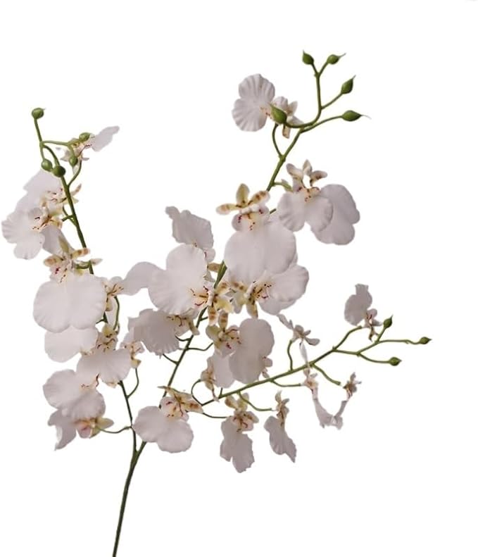 Artificial Flower Feel Moisturizing Dancing Orchid Living Room Ornaments Dining Table Decoration Floral Photography Ornaments(White)