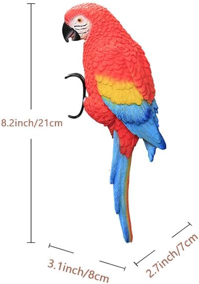 Primst Resin Animal Planter Pot Hanger Decorations, Hanging Realistic Parrot Flower Pot Figurine Planter Pot Hanger Decoration for Garden Yard Indoor Outdoor Decor (Red)