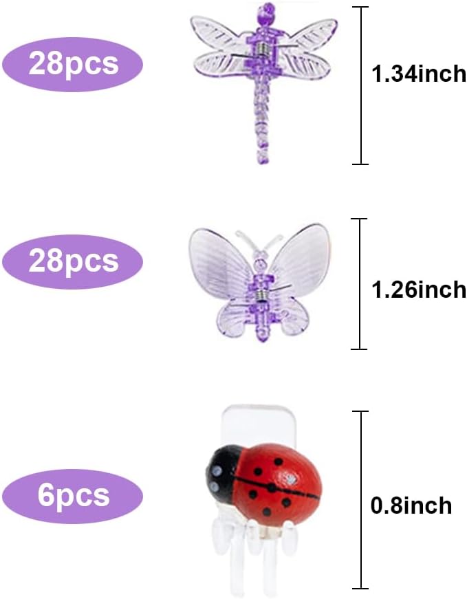 62pcs Orchid Clips Colorful Butterfly Plant Clips Ladybug Orchid Support Clips Dragonfly Vine Clips Garden Plant Vine Flower Clips