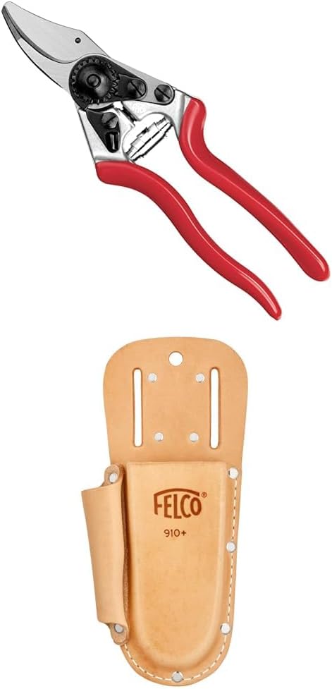 Felco Pruning Shears (F 6) - High Performance Swiss Made One-Hand Garden Pruners - 100052385 Bundle with Felco F 910+ Holster, 35x15x5 cm, Tan