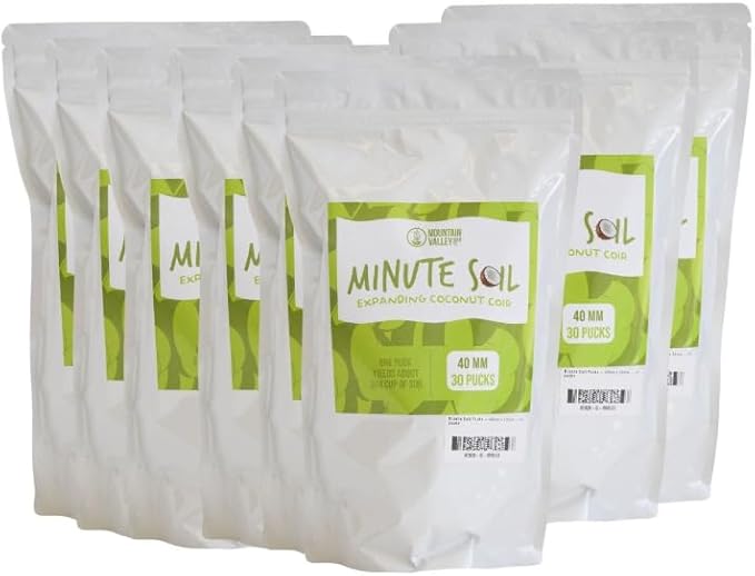 Minute Soil - Compressed Coco Coir Fiber Grow Medium - 40 MM - 30 Pucks (8 Pack)