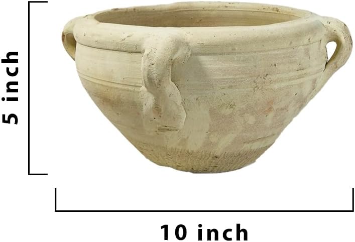 Serene Spaces Living, Antique Terracotta Clay Ceramic Pottery Bowl, 10 Inches x 5 Inches Vintage Decorative Bowls for Plants, Home Decor, and Events