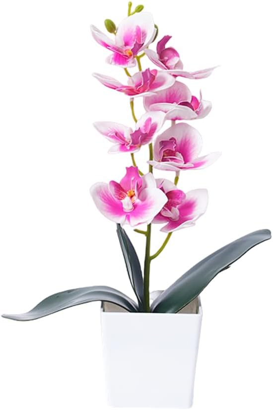 Artificial Phalaenopsis Flowers Bonsai 8 heads/11 Artificial Orchid Flowers Stem Plants for Home Décor (Pink)