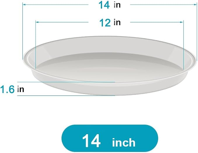 VUWEZ 6 Pack of Plant Saucer 14 Inch (12 Inch Base), 14 Inch Plant Saucer, Plastic Plant Trays for Pots, Plant Saucers for Indoors Round, Planter Tray for Planter 11"/12"/13" (14", Terracotta)