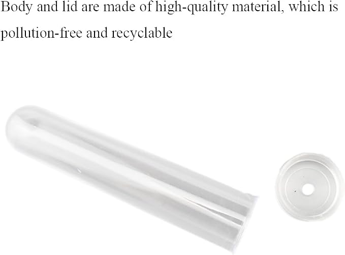 HAHIYO 25PCs 3.5X1Inch Transparent Plastic Floral Tubes Floral Water Tubes Flower Vials with Silicone Cap for Plants Fresh Flowers Arrangement Decoration Milkweed Cutting Florist Supplies