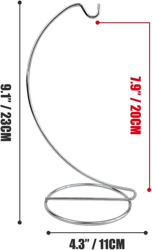 9 Inch Silver Ornament Display Stand, Metal Ornament Hanger Stand for Hanging Glass Globe, Air Plant Terrarium, Witch Ball, Christmas Ornament and Home Wedding Decoration (1, 9x4 Silver)