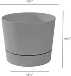 Root & Vessel Majestic Mid-Century Modern Low Profile Cylinder Pot, Matte Gray, 12.5"