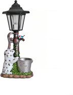 Solar Dalmatian Dog Garden Statue with Light-13 inches - Outdoor Waterproof decor with automatic lighting，perfect for Lawn,Patio, Yard-with Bucket & Bird Figurine for Dog Lovers, Mom, Grandma