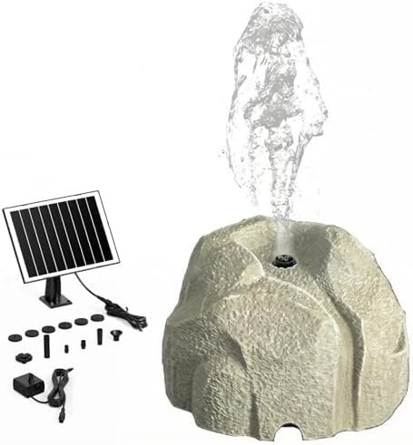 Solar Bird Bath Fountain Pump, Realistic Granite Rock Bubbler for Bird Bath, Bubbling Rock Fountain Kit with Solar Panel, Outdoor Solar Water Bubbler Fountain for Hummingbirds Garden (Natural White)