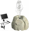 Solar Bird Bath Fountain Pump, Realistic Granite Rock Bubbler for Bird Bath, Bubbling Rock Fountain Kit with Solar Panel, Outdoor Solar Water Bubbler Fountain for Hummingbirds Garden (Natural White)