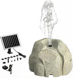 Solar Bird Bath Fountain Pump, Realistic Granite Rock Bubbler for Bird Bath, Bubbling Rock Fountain Kit with Solar Panel, Outdoor Solar Water Bubbler Fountain for Hummingbirds Garden (Natural White)