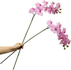2 Pcs Orchid Stems 38" Artificial Flowers Real Touch Latex Faux Phalaenopsis Branches White Artificial Flowers for Wedding Party Home Garden Decor (Pink, 38")
