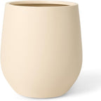 16.5" H x 15" D Premium Corso Fiberstone Round Tapered Planter with Drainage Hole, Smooth Finishes, Weather Resistant, Included 2 Extra Coco Mats (Kilim Beige, 11.5" Pot Opening)