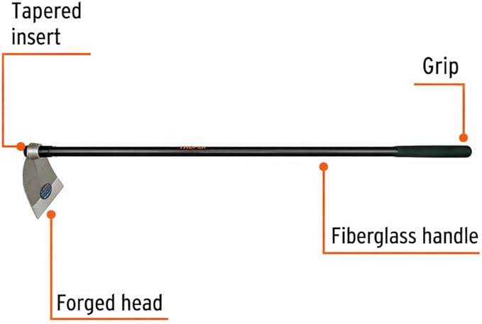 Truper Lane Hoe No. 3, 54-Inch Fiberglass Handle, 8-1/2-Inch x 8-1/2-Inch Forged Head, 2.1 lb Head Weight, Agricultural & Garden Soil Preparation Tool (Model AL-3M / 10621)