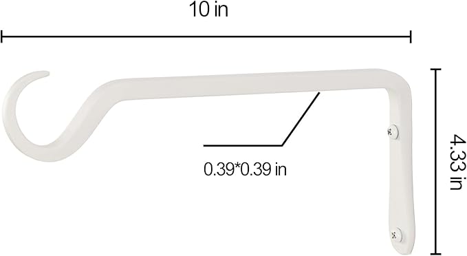AILIN YELOKIE 10" Plant Hangers 2-Pack - Heavy Duty Rust-Resistant Steel Hooks for Bird Feeders, Indoor/Outdoor Plants & Wall Decor, White