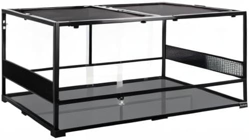 REPTIZOO Large Reptile Terrarium, Tall & 48 INCH Wide Reptile Tank with Sliding Door Top Screen Ventilation & Anti Escape Lid (48" W X 24" D X 24" H (Full Glass & Side Mesh Panel Switchable))