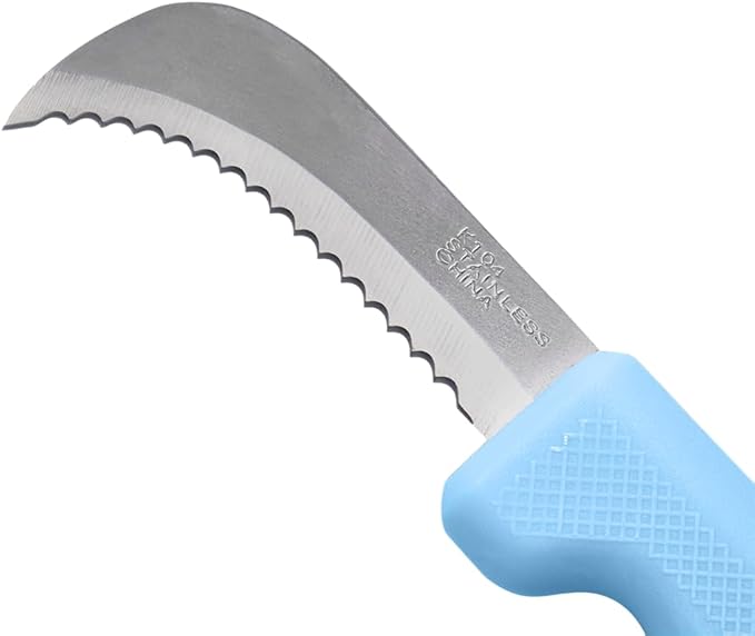 Zenport K104-B Harvest Utility Knife, Serrated Blade, 3 Inch Stainless Steel Blade, Blue - 3 Pack