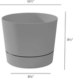 Root & Vessel Majestic Mid-Century Modern Low Profile Cylinder Pot, Matte Gray, 10.5"