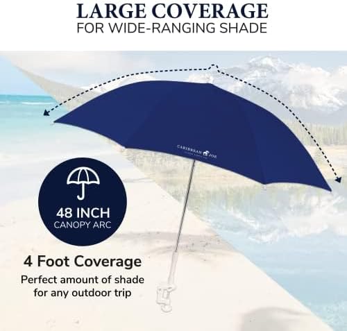 CARIBBEAN JOE Umbrella for Beach Chair, Adjustable and Universal, UV Protection