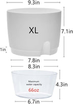 Self Watering Planter for Indoor Plants, 2 Pack 9.3 Inch Flower Pot Modern Decorative Plastic Planter with Extra Large Water Storage for All House Plants, Flowers, Herbs(White)