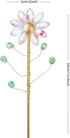Set of 3 Crystal Sunflower Stakes Suncatchers with 13.4'' Gold Trellis Metal Plant Stake for Indoor Outdoor Garden Potted Plants Decorations Plant Lover Gift (Multicolor)
