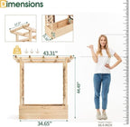 VINGLI 45 in Raised Garden Bed with Trellis & Hanging Roof, Wooden Elevated Planter Box with Drainage Holes for Outdoor Climbing Plants Vegetables Flowers, Patio Yard Balcony (Natural Wood, Medium)