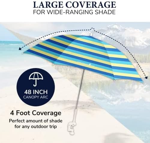 CARIBBEAN JOE Umbrella for Beach Chair, Adjustable and Universal, UV Protection