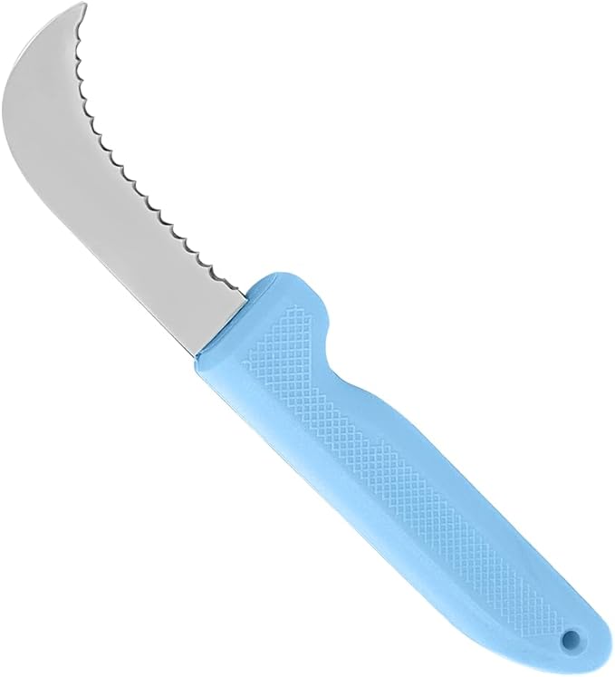 Zenport K104-B Harvest Utility Knife, Serrated Blade, 3 Inch Stainless Steel Blade, Blue