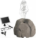 Solar Bird Bath Fountain Pump, Realistic Granite Rock Bubbler for Bird Bath, Bubbling Rock Fountain Kit with Solar Panel, Outdoor Solar Water Bubbler Fountain for Hummingbirds Garden (Natural Grey)