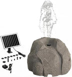 Solar Bird Bath Fountain Pump, Realistic Granite Rock Bubbler for Bird Bath, Bubbling Rock Fountain Kit with Solar Panel, Outdoor Solar Water Bubbler Fountain for Hummingbirds Garden (Natural Grey)