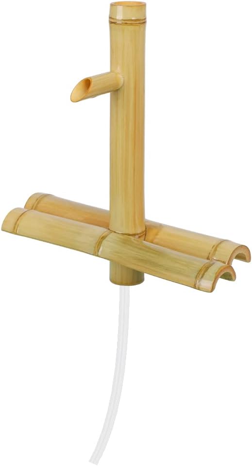 Bamboo Water Fountain Without Pump,Water Fountain Outdoor Indoor,Zen Garden Decor for Desk Patio Yard,12 Inch