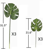 Artificial Monstera Leaves Real Touch Monstera Deliciosa Plant Leaf Stems Faux Tropical Palm Tree Greenery for for Home Indoor Outdoor Decor (Green - Pack of 6pcs)