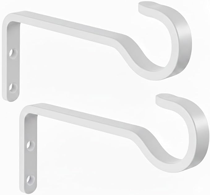 saffruff 6 Inch 2 Pack Heavy Duty Outdoor Plant Hangers for Hanging Baskets, Iron Hanging Plant Brackets, Metal Plant Wall Hooks for Lantern, Bird Feeder, Windchime, White