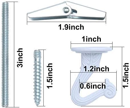6 Sets White Ceiling Hooks for Hanging Plant, Heavy Duty Swag Toggle Hooks with Hardware (Antique Brass)