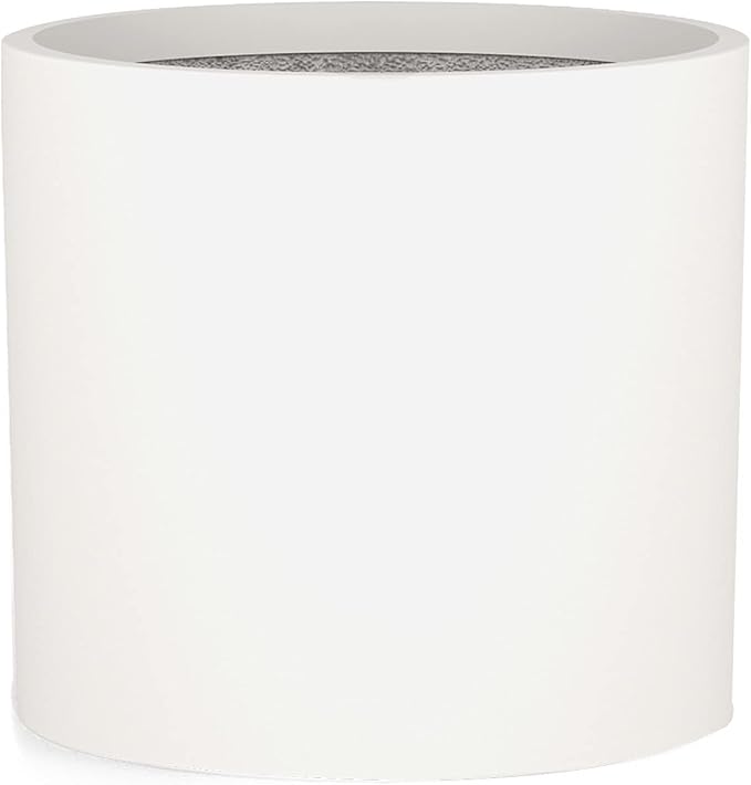 Fox & Fern 15" Large Planter Fits Plant Stand - Fiberstone - Drainage Plug - Indoor Outdoor - Matte White