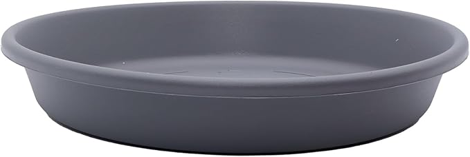 The HC Companies Flower Pot Saucers - Plastic Plant Saucer for Outdoors & Indoors - Traditional Design Plant Pot Trays for Water Drainage - Durable & Stylish Round Plant Tray (6-inch Warm Gray)