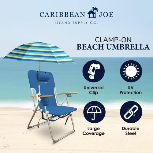 CARIBBEAN JOE Umbrella for Beach Chair, Adjustable and Universal, UV Protection