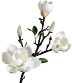 Artificial Orchid Flower Arrangement for Home Decoration - 3 Heads Magnolia Artificial Flowers for Living Room and Dining Table (Color : White)