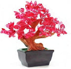 Colorsheng Feng Shui Quartz Crystal Money Tree Bonsai Style Decoration for Luck and Wealth (Red)