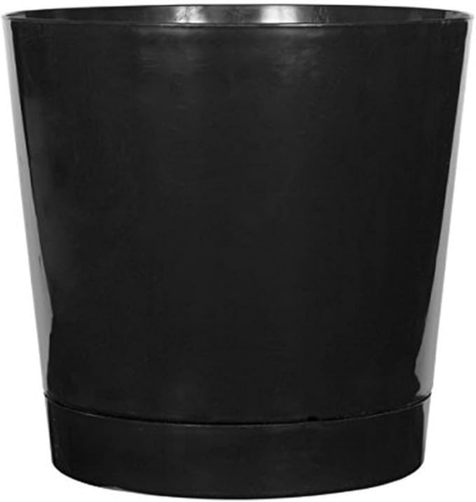 Novelty Root & Vessel Majestic Full Depth Round Cylinder Pot, Glossy Black, 14-Inch (10148)