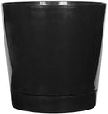 Novelty Root & Vessel Majestic Full Depth Round Cylinder Pot, Glossy Black, 14-Inch (10148)