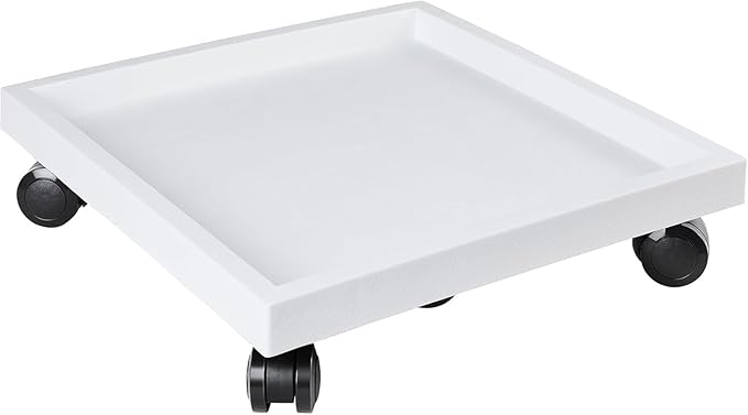 18.1 Inch Square Rolling Plant Caddy Saucer with Wheels, Heavy Duty Wheeled Planter Stand for Potted Plant, Coaster Roller Base Tray with Casters, Flower Pot Dolly Holder for Indoor Outdoor