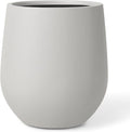 21" H x 19" D Premium Corso Fiberstone Round Tapered Planter with Drainage Hole, Smooth Finishes, Weather Resistant, Included 2 Extra Coco Mats (Light French Gray, 15" Pot Opening)