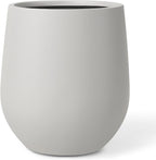 21" H x 19" D Premium Corso Fiberstone Round Tapered Planter with Drainage Hole, Smooth Finishes, Weather Resistant, Included 2 Extra Coco Mats (Light French Gray, 15" Pot Opening)