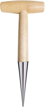 Hand Dibber, Stainless Steel Sow Dibbler with Wood Handle, Garden Hole Punch Dibbler Tool for Planting Seeds & Bulbs, Hand Held Bulb Planter for Planting Flowers Tulips, Daffodils, Dahlias