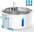 Pektaco Dog Water Fountain for Large Dogs, 1.8Gal/7L Pet Water Fountain, Dog Water Bowl Dispenser with Viewing Window & LED, Super Quiet, Stainless Steel Tray Easy Clean BPA-Free(with 3 Filters)