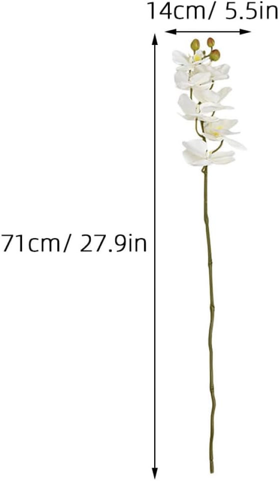White Phalaenopsis Faux Orchid Flower Bouquet Artificial Plastic Flowers Realistic Butterfly Orchid Stem Decoration for Living Room Dining Table Home Décor