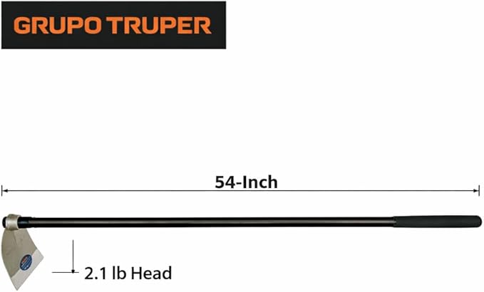 Truper Lane Hoe No. 3, 54-Inch Fiberglass Handle, 8-1/2-Inch x 8-1/2-Inch Forged Head, 2.1 lb Head Weight, Agricultural & Garden Soil Preparation Tool (Model AL-3M / 10621)